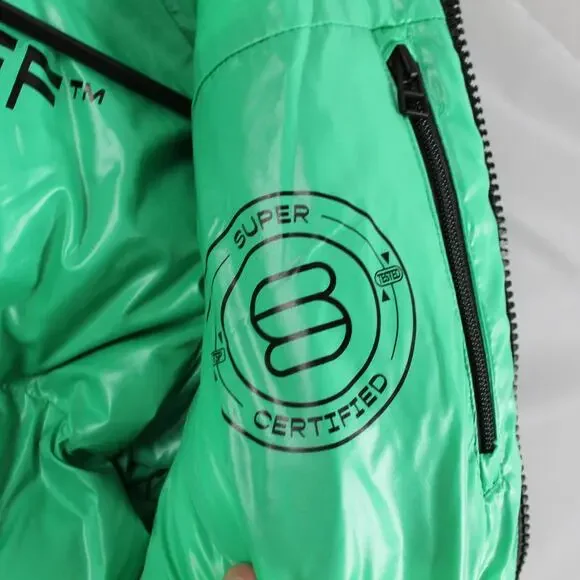 Aritzia Super Puff Jacket Womens XS Shorty Liquid Shine Hooded Puffer Goose Down - Picture 8 of 16